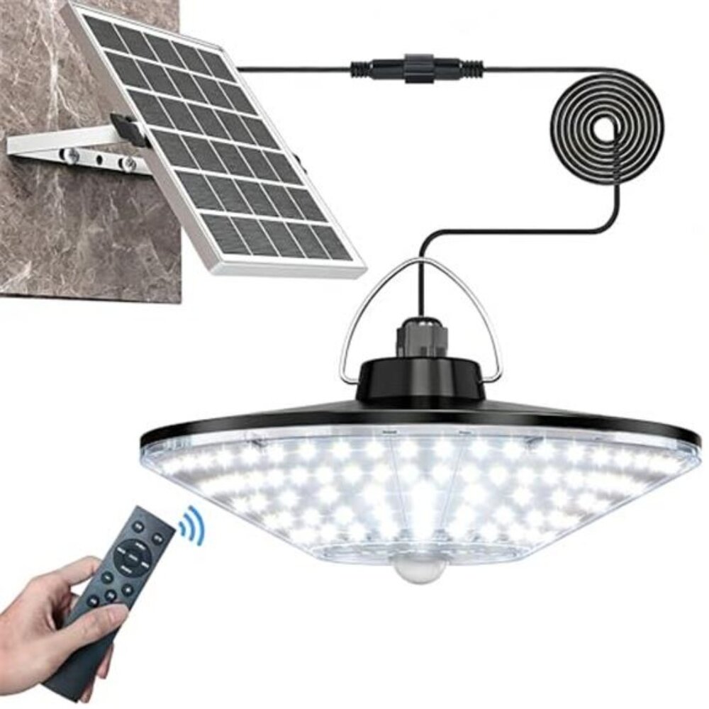 Solar Shed Light Outdoor Indoor Motion Sensor LED 1200LM Waterproof Remote